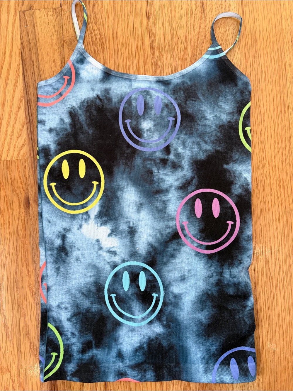 Malibu Sugar Girls Tie Dye Smiley Face Cami Tank Top One Size 7-10